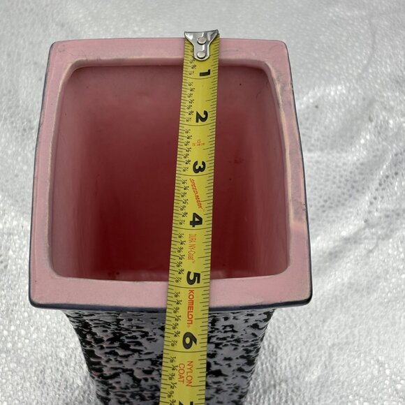 VTG McCoy Pottery Vase Pink Black Speckled Ceramic‎ Mid-Century Modern Signed - Picture 4 of 14